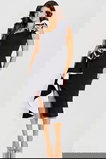 black and white dress with floral detail on the side 43425