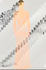 lace back satin evening gown 43478