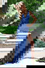 v neckline high slit fitted prom dress 43573