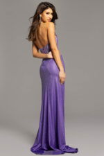 backless embellished purple dress 43585