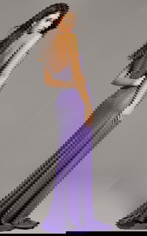 backless embellished purple dress 43585