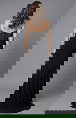 back of corset bodice beaded black dress 43589