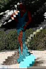 embelllished teal v neck dress 43623