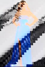 Elegant blue formal gown with strapless neckline 43674