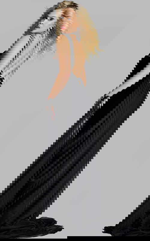 Model wearing Jovani dress 43696-1.