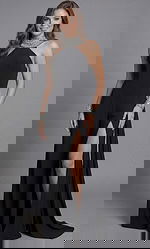 Halter Neck Draped Gown With Side Slit