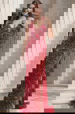 Sequin Halter Plunge High Slit Evening Gown