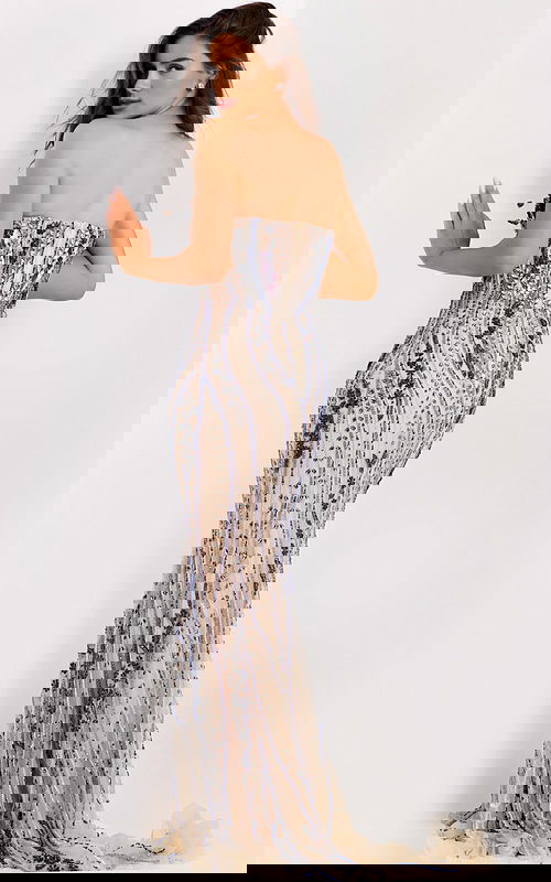 Fitted sheath dress with sequin floral appliqué and crystal details