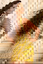 Yellow V back short dress 43736