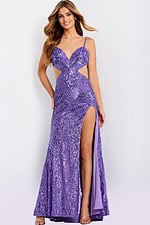 sexy purple embellished dress 43738