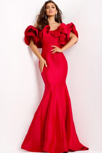 Model wearing Jovani dress 43757.