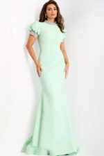 green high neck dress 43772