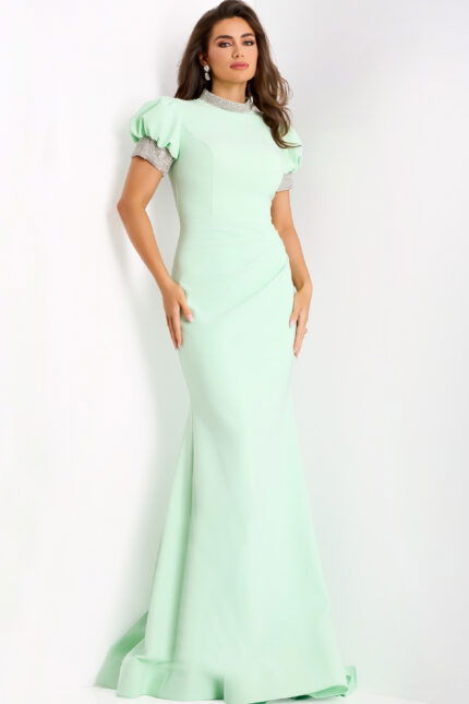 green high neck dress 43772