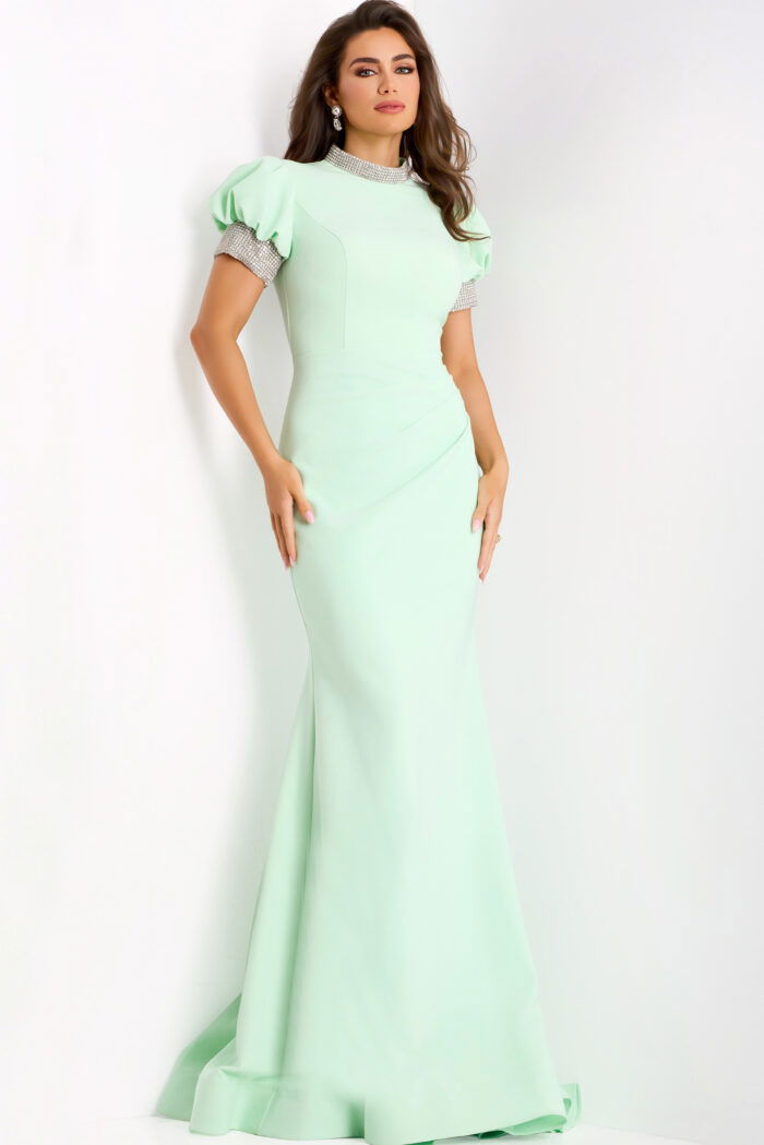 green high neck dress 43772