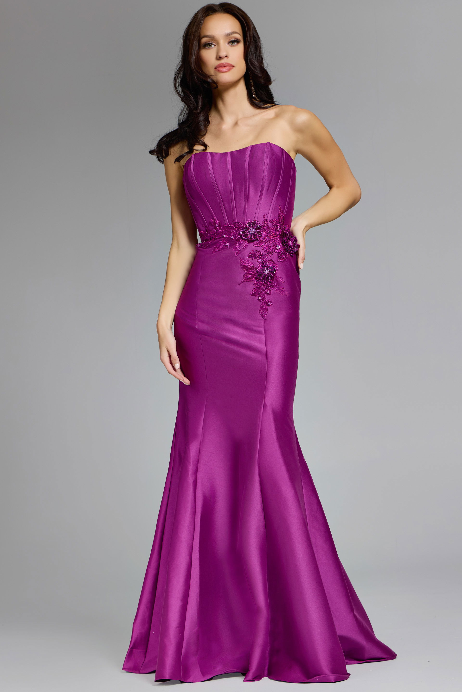 43817_BERRY_002 strapless berry mermaid dress 43817