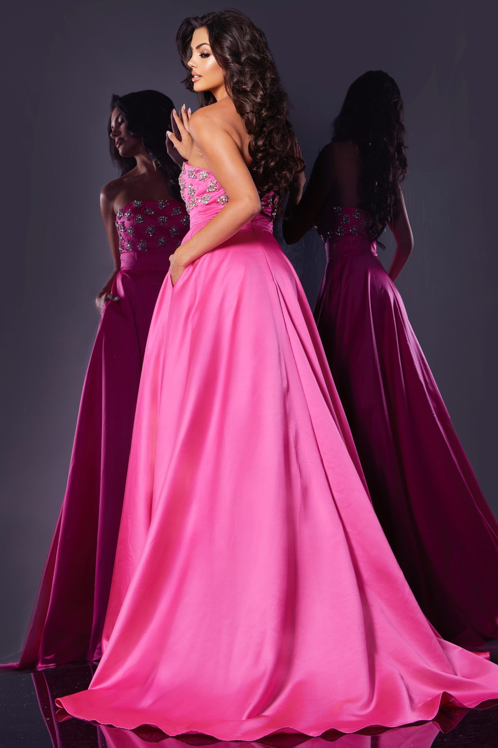 Elegant Strapless Embellished A Line Dress 43822 | Jovani