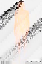 strapless fitted white and gold dress 49315