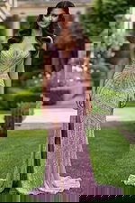 Geometric Beaded V Neck Gown With Open Back