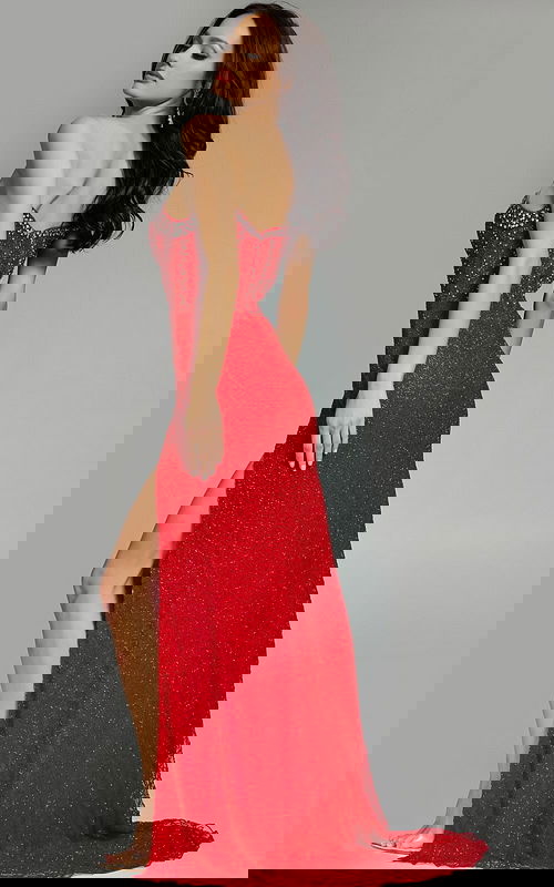 Model wearing Jovani dress 43921-1.