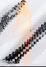 Sequin V-Neck Gown with Strappy Back 43953 - Image 11