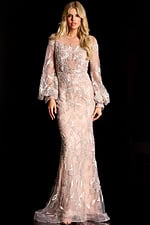 long sleeves pink mob dress 44002