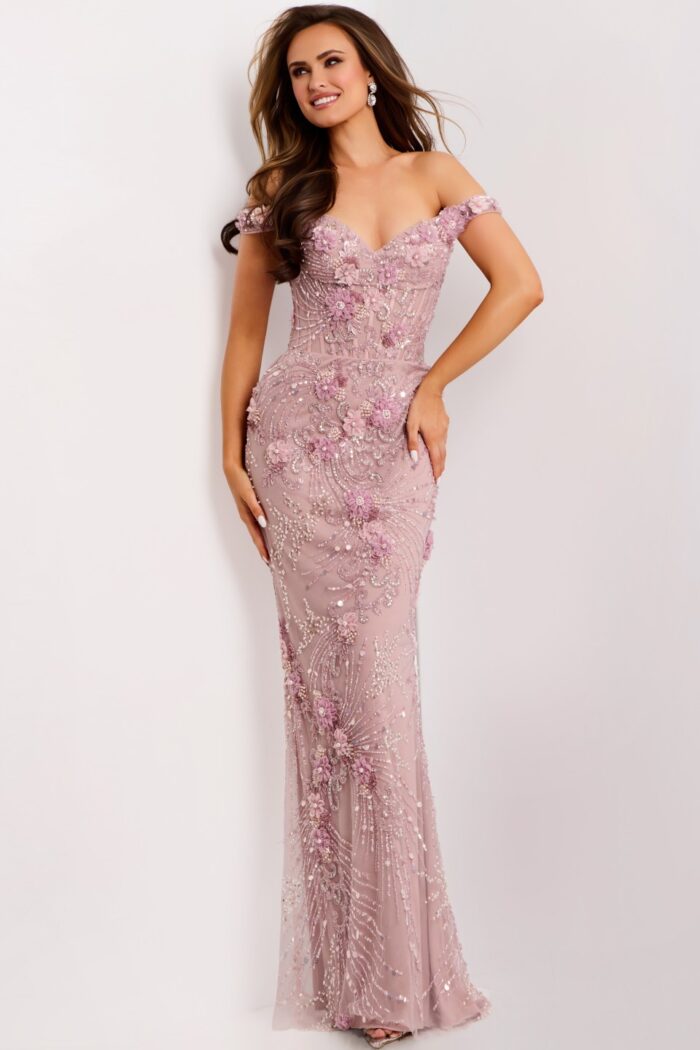 Model wearing Jovani dress 44007.