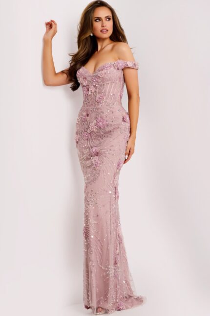 Model wearing Jovani dress 44007.