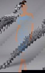 fitted beaded midi dress with sheer mesh overlay