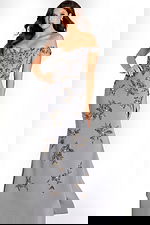 off the shoulder silver embellished dress 44022