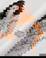 off the shoulder silver embellished dress 44022