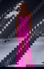 fuchisa metallic high slit dress 44108