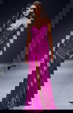 fuchisa metallic high slit dress 44108