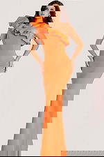 one shoulder orange dress 44157