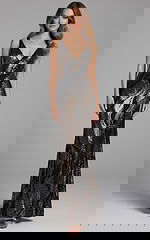 gold embelllished dress with v neckline 44170