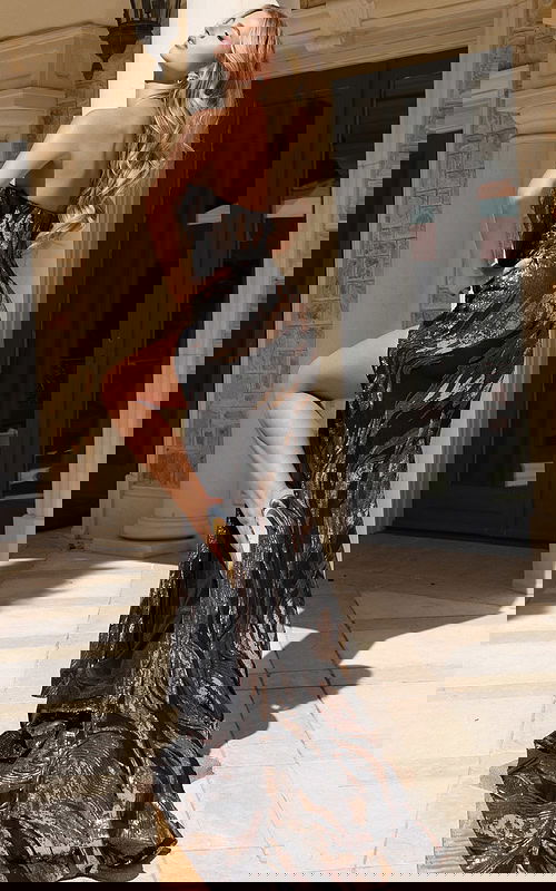 strapless high slit beaded dress 44172