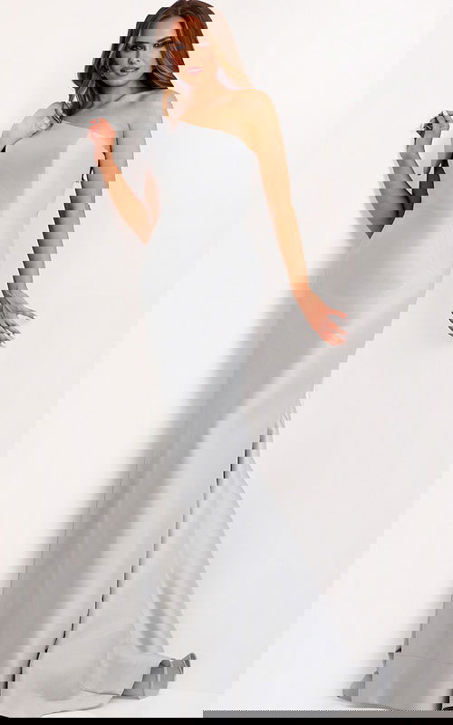 one shoulder mermaid dress with floral details 44176