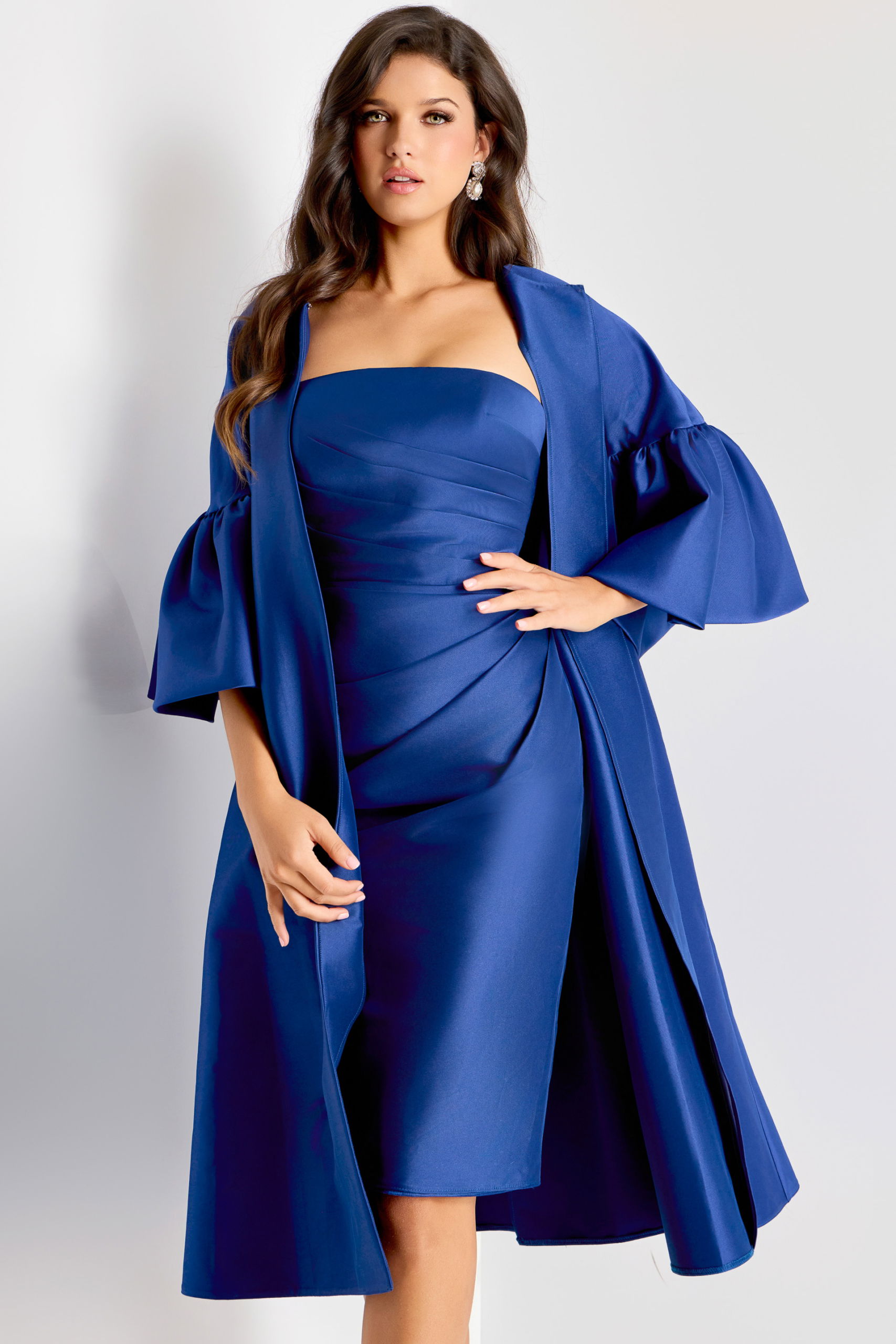 44193_INDIGO_6815 strapless fitted knee length dress 44193