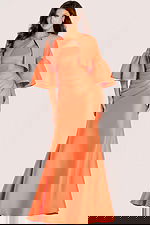 mermaid orange pleated bodice dress 44196