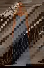 strapless pleated black gown 44229