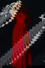 red high slit dress 44233