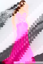 Fuchsia Mermaid Dress with Beaded Bodice 44239