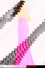 back of flowy one shoulder gown 44267