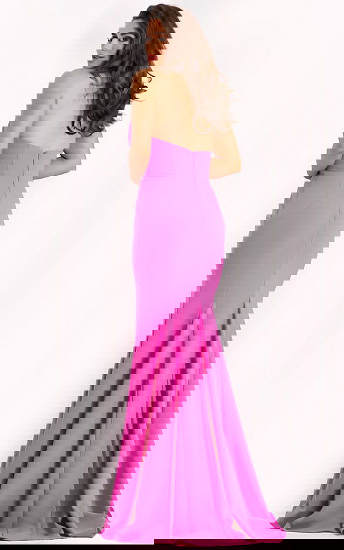 back of flowy one shoulder gown 44267