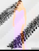 purple high slit dress 44270