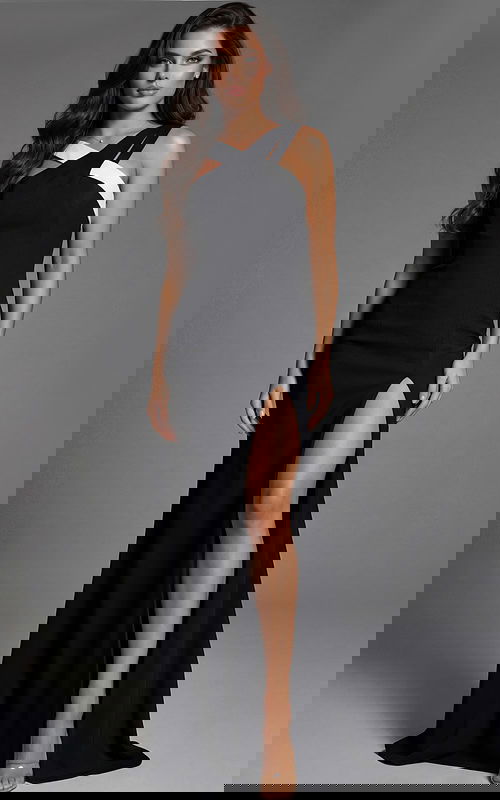 halter neck high slit dress 44277