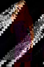 Strapless lilac sequin dress with iridescent sparkle