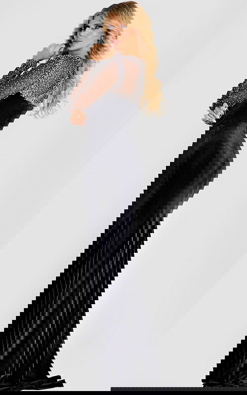 back of embellished long sleeve mob dress with long sleeves 44291