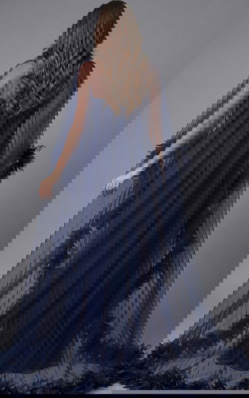 Illusion Cape Embellished Mermaid Gown