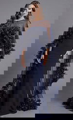 Sheer Overlay Ruffle Trim Fitted Dress