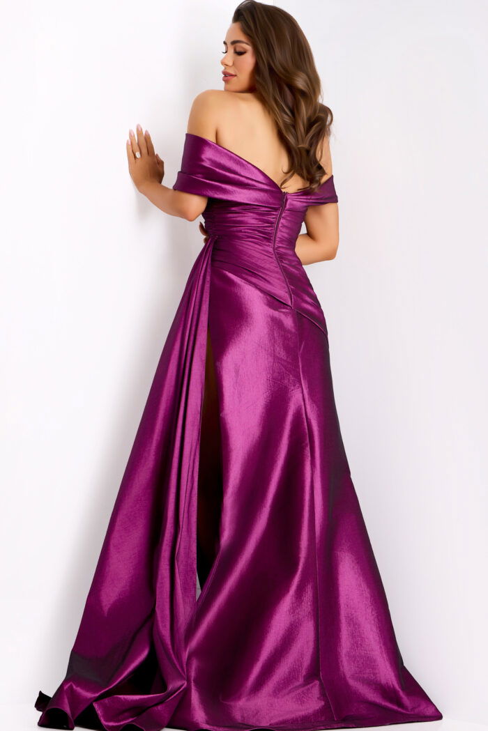 back of taffeta purple evening dress 44322